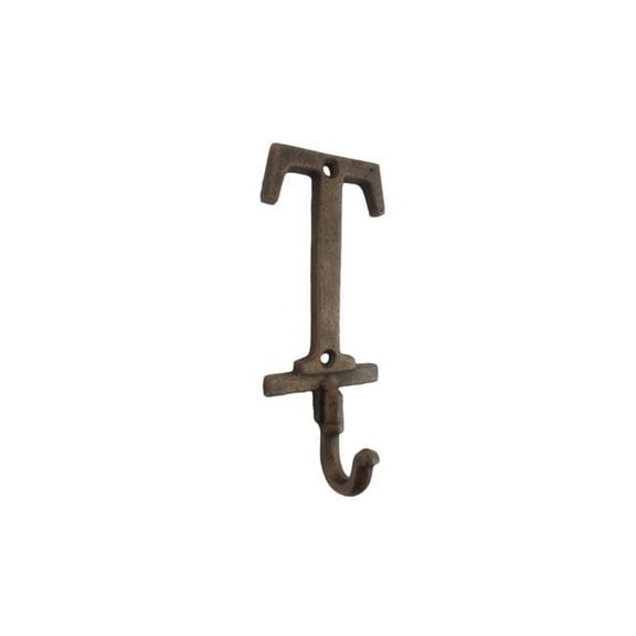 Handcrafted Model Ships K-9056-T-rc 6 x 1 x 3 in. Rustic Copper Cast Iron Letter T Alphabet Wall Hooks