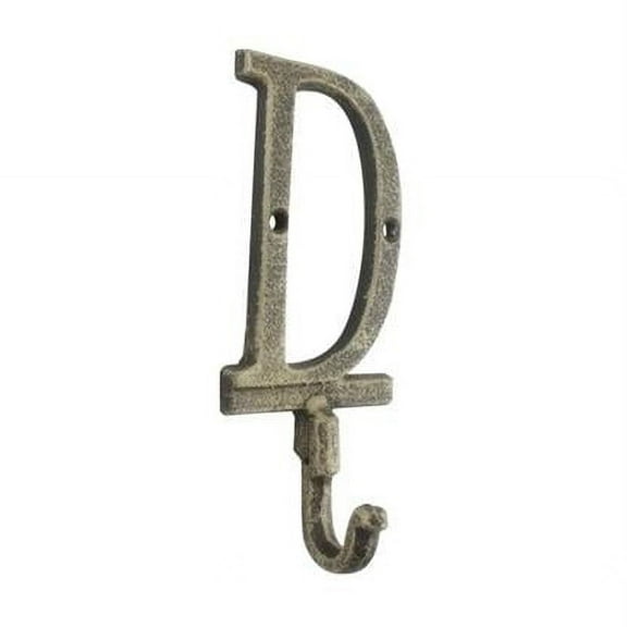Handcrafted Model Ships K-9056-D-gold 6 x 1 x 3 in. Rustic Gold Cast Iron Letter D Alphabet Wall Hooks