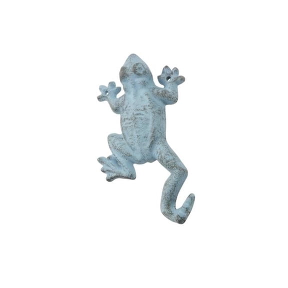 Handcrafted Model Ships K-0527A-solid-light-blue 6 x 1 x 4 in. Rustic Light Blue Cast Iron Frog Hooks