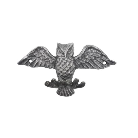 Handcrafted Model Ships  6 x 2 x 3.5 in. Rustic Silver Cast Iron Flying Owl Decorative Metal Talons Wall Hooks