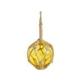 thumbnail image 1 of Handcrafted Model Ships  7 x 3 x 3 in. Yellow Japanese Glass Ball Fishing Float with Brown Netting Decoration, 1 of 2