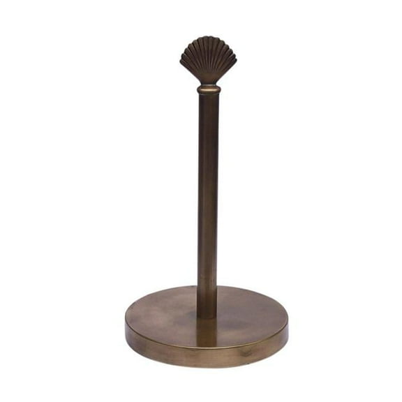 Handcrafted Model Ships SSPTH-6002-AN-T 7 x 7 x 16 in. Antique Brass Sea Shell Extra Toilet Paper Stand