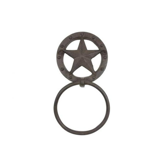 Handcrafted Model Ships K-9057-LS-cast-iron 8.5 in. Cast Iron Lone Star Kitchen Bathroom Towel Ring