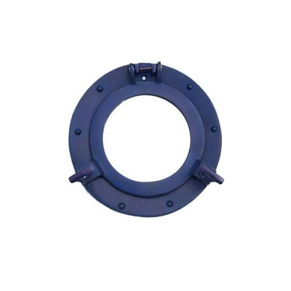 Handcrafted Model Ships MC-1962-10-RB-M 8 in. Rustic Blue Aluminum Deluxe Class Decorative Ship Porthole Mirror