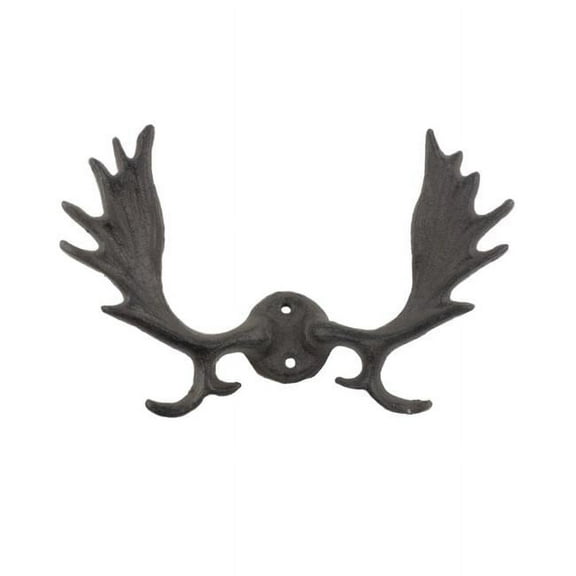 Handcrafted Model Ships K-0333-cast-iron 9 in. Cast Iron Moose Antlers Decorative Metal Wall Hooks