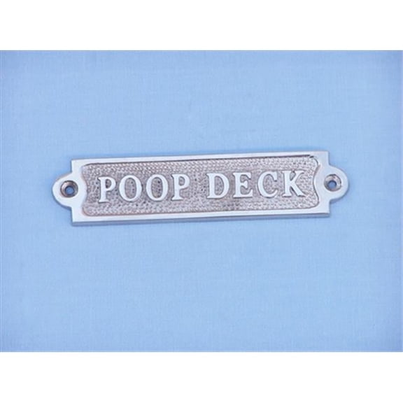 Handcrafted Model Ships AL48236 Chrome Poop Deck Sign 6 in. Signs & Flags Decorative Accent