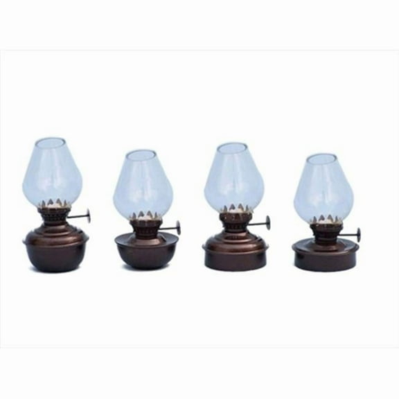 Handcrafted Model Ships NL-1141 AC Antique Copper Table Oil Lamp 5 in. - Set of 4 Decorative Accent