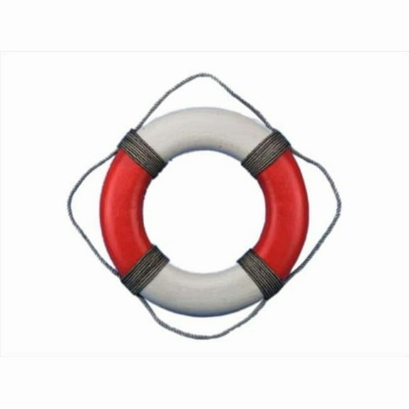 Handcrafted Model Ships Antique Lifering Red - 15 Antique Red and White Decorative Lifering 15 in. Life Rings