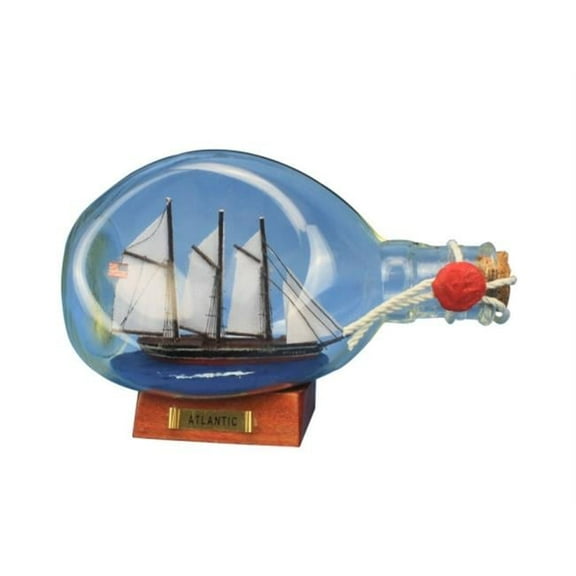 Handcrafted Model Ships Atlantic-B Atlantic Sailboat In A Glass Bottle - 7 in.