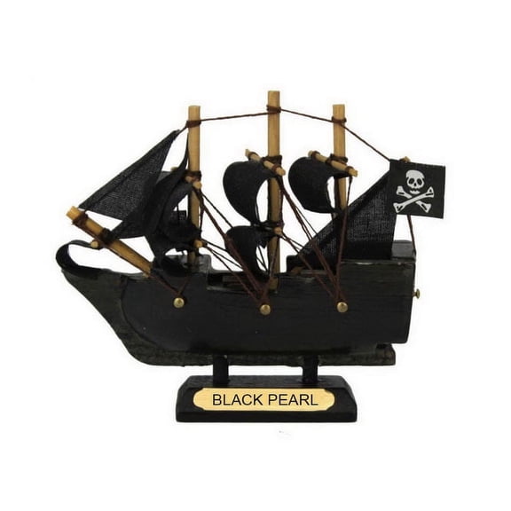 Handcrafted Model Ships Black-Pearl-4 4 in. Pearl Pirates of the Caribbean Pirate Ship Model, Black