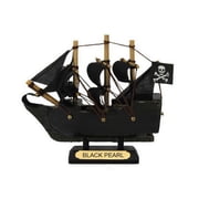 Handcrafted Model Ships Black-Pearl-4 4 in. Pearl Pirates of the Caribbean Pirate Ship Model, Black