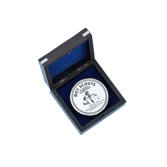 Handcrafted Model Ships CO-0653B-CH 3 in. Chrome Boy Scout Compass with Rosewood Box