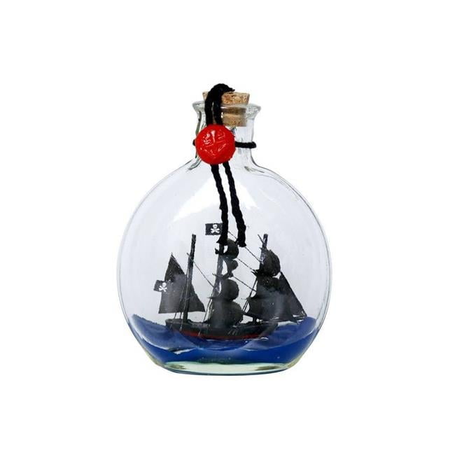 Handcrafted Model Ships Caribbean-Pirate-Bottle-4-Xmas Caribbean Pirate Model Ship in a Glass Bottle Christmas Ornament, 4 in.