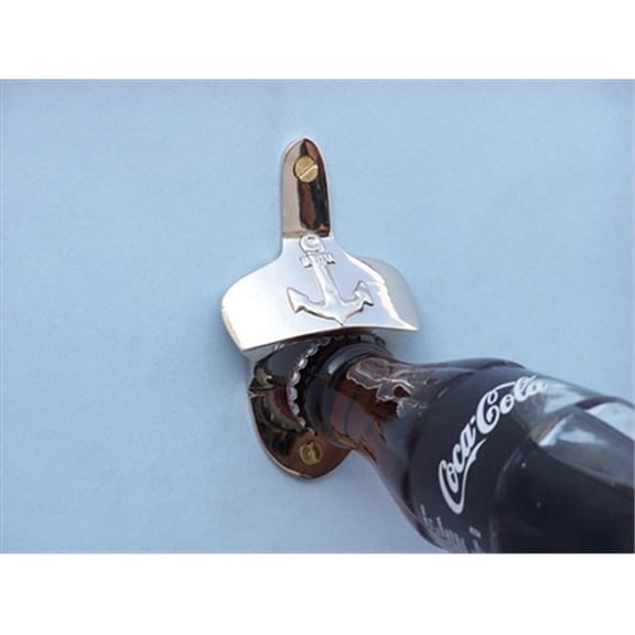 Handcrafted Model Ships Chrome Wall Mounted Anchor Bottle Opener 3 in. Decorative Accent
