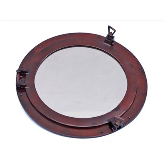 Handcrafted Model Ships MC-1965-20 AC - M Deluxe Class Antique Copper Porthole Mirror 20 in. Decorative Accent