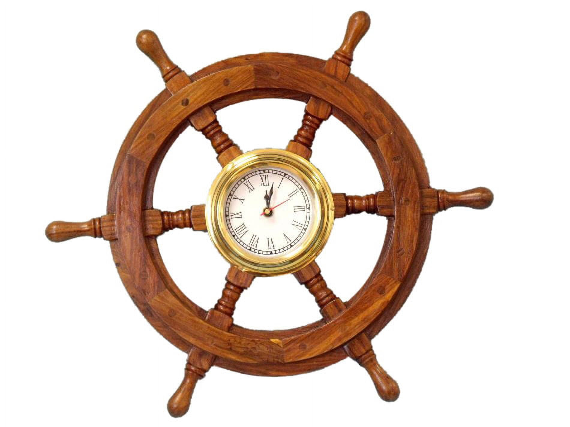Ruota Nautica Decorativa In Legno 24 Pollici - Timone Da Nave In Legno Massello By Casanova Nauticals
