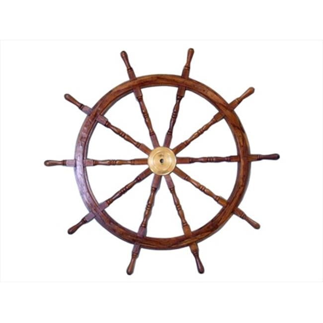 Deluxe 36" Brown Shisham Wood and Brass Ship Wheel
