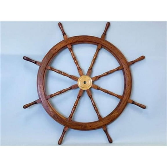 Handcrafted Model Ships SW-1712 Deluxe Class Wood and Brass Ship Wheel 48 in. Ship Wheels Decorative Accent