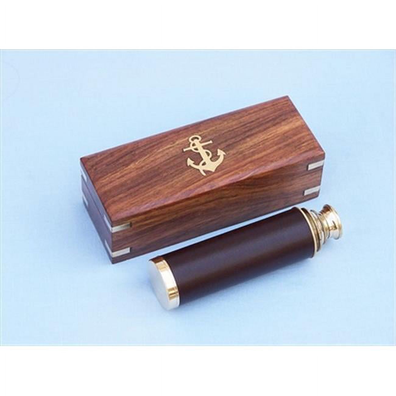 Handcrafted Model Ships FT0225 Captains Brass Leather Spyglass