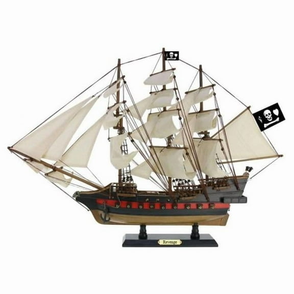 Handcrafted Model Ships Fancy-White-Sails-20 20 in. Wooden Henry Averys Fancy White Sails Pirate Ship Model