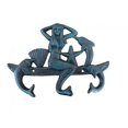 thumbnail image 1 of Handcrafted Model Ships G-54-755-Seaworn 9 in. Cast Iron Wall Mounted Mermaid with Dolphin Hooks, Seaworn Blue, 1 of 8