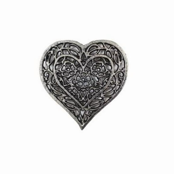 Handcrafted Model Ships K-0306-Silver 7 in. Rustic Silver Cast Iron Heart Shaped Trivet
