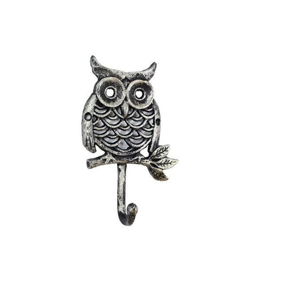 Handcrafted Model Ships K-0613-Silver 6 in. Cast Iron Owl Hook, Rustic Silver