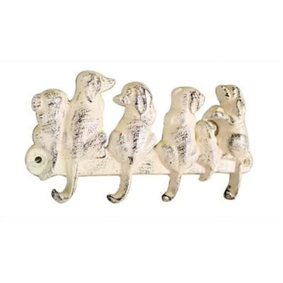 Handcrafted Model Ships K-0630-W Whitewashed Cast Iron Dog Wall Hooks 8&Quot;