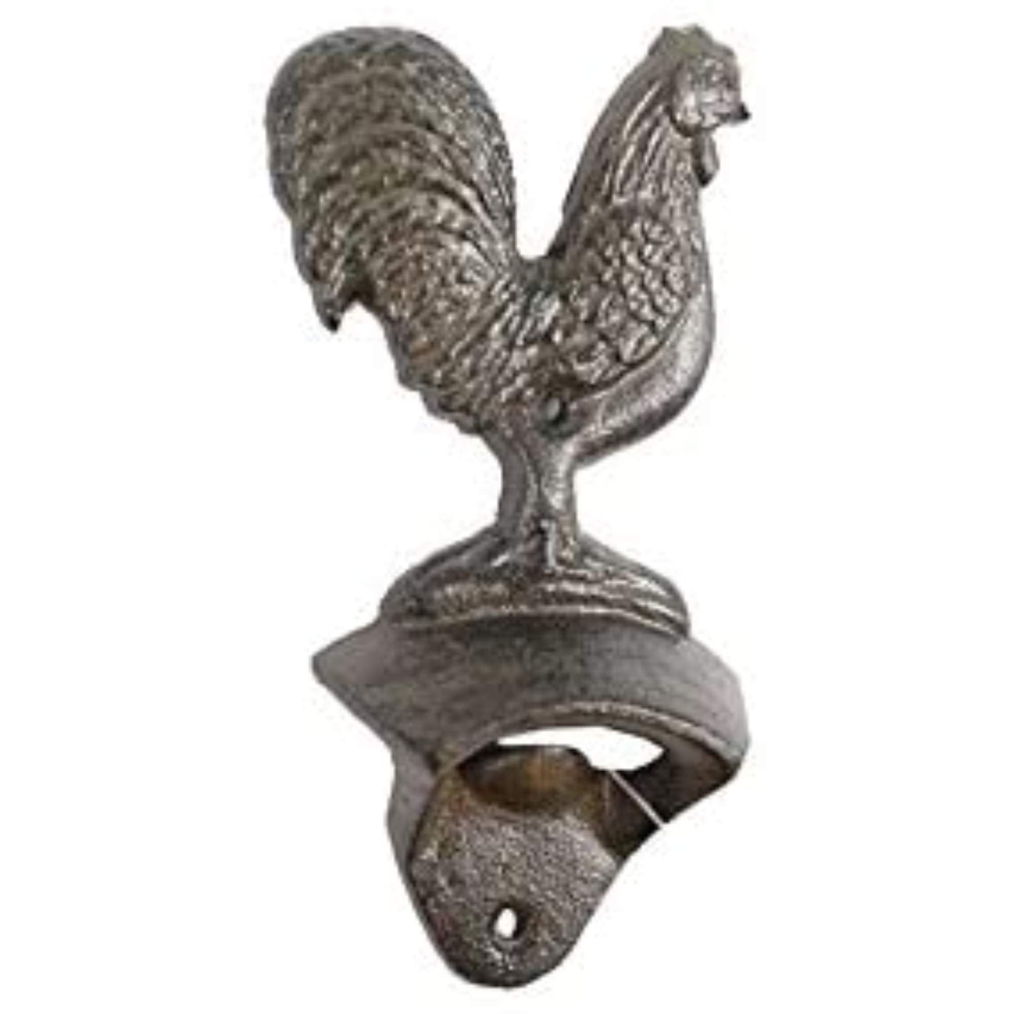 Rustic Cast Iron Rooster Wall-Mounted Bottle Opener