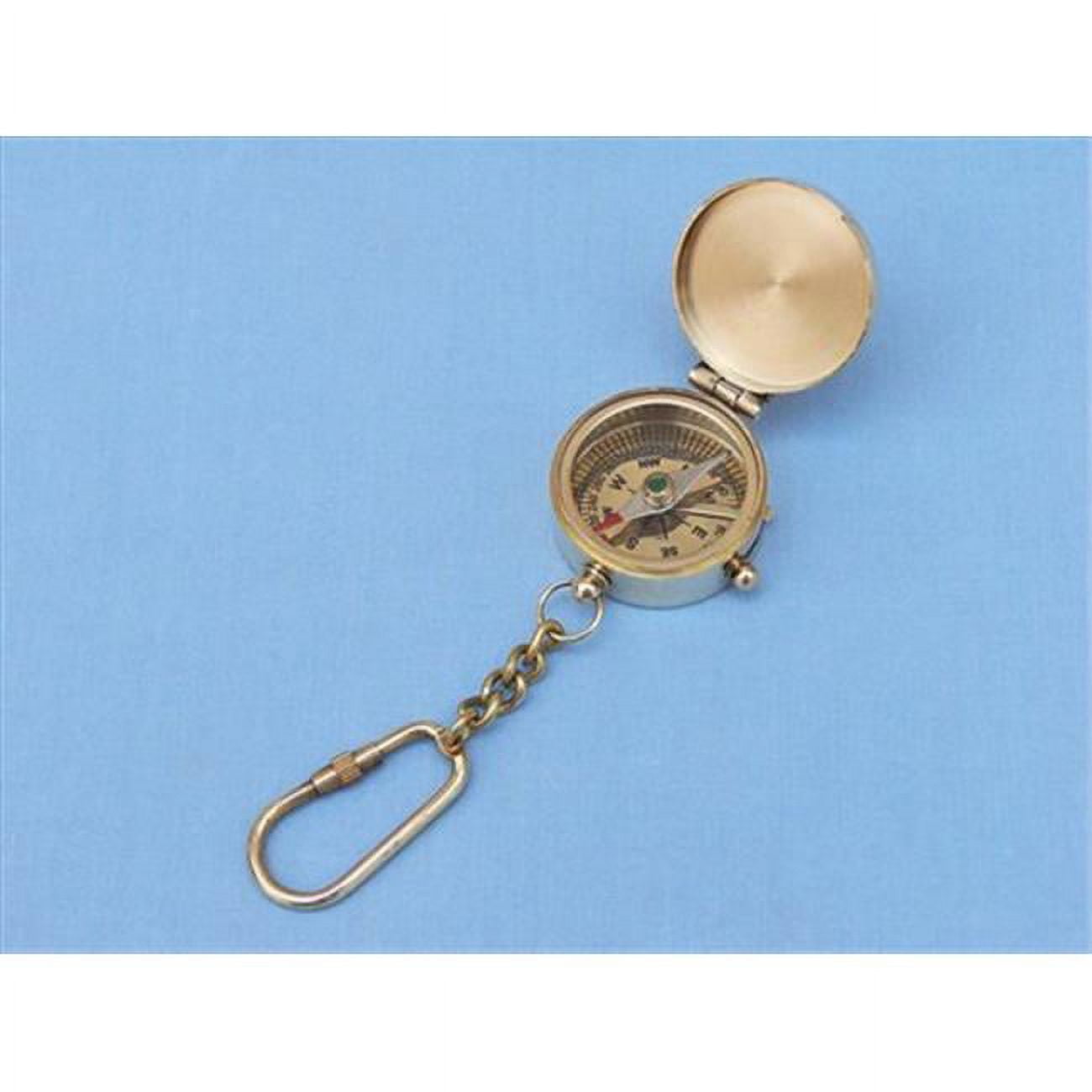 Solid Brass Nautical Compass Key Chain with Lid