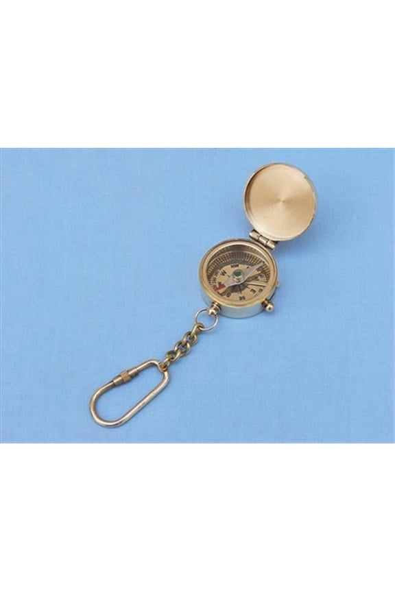 K-253 Solid Brass Compass With Lid Key Chain 5 in. Nautical Accents Decorative Accent