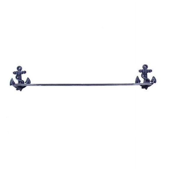 Handcrafted Model Ships K-9011-Solid-Dark-Blue 30 in. Cast Iron Anchor Bath Towel Holder, Rustic Dark Blue