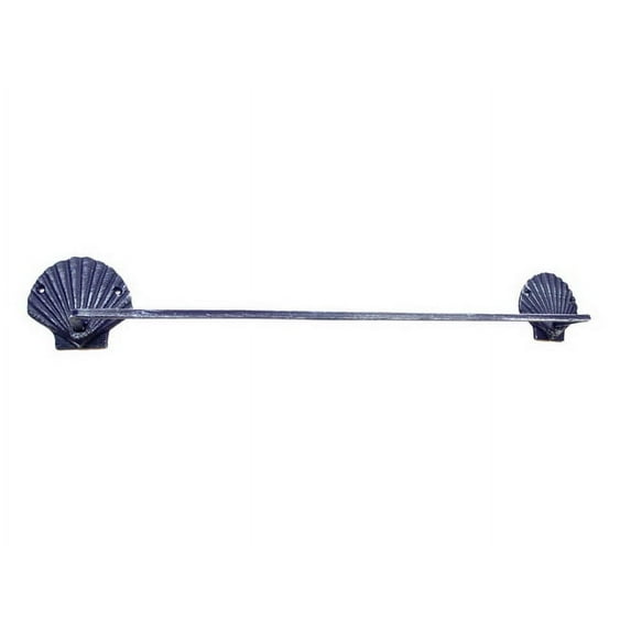 Handcrafted Model Ships K-9012-Solid-Dark-Blue Rustic Dark Blue Cast Iron Shell Bath Towel Holder 28&Quot;