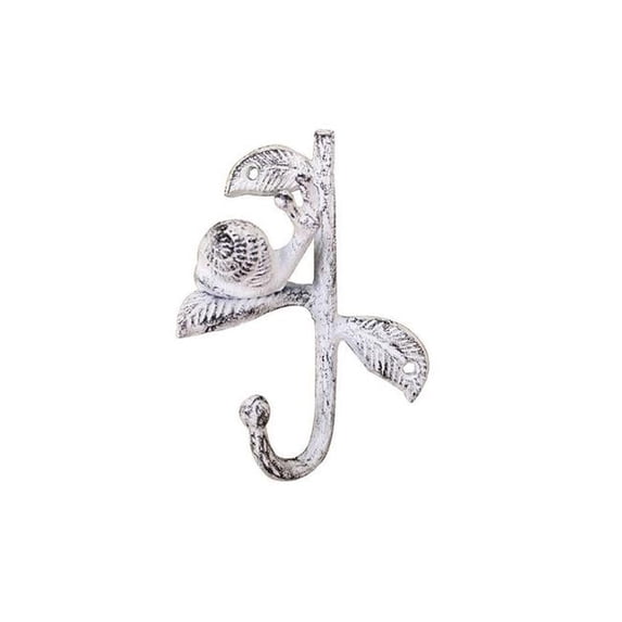 Handcrafted Model Ships K-9051-W Whitewashed Cast Iron Decorative Snail Hook, 6 in.