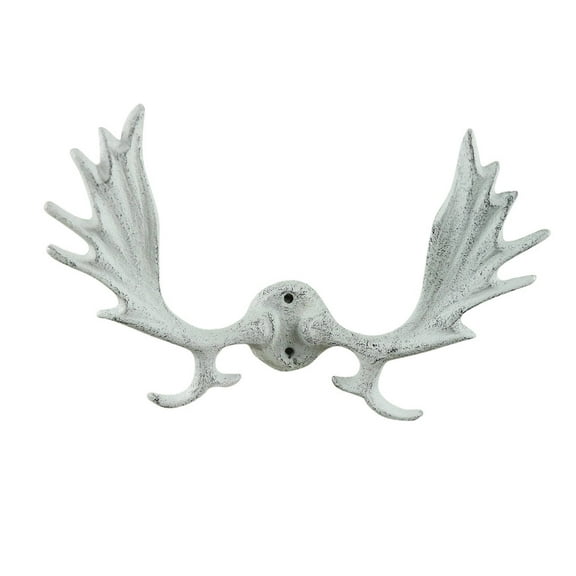 Handcrafted Model Ships K-9141-w 8 x 2 x 4.5 in. Whitewashed Cast Iron Moose Antler Decorative Metal Wall Hooks