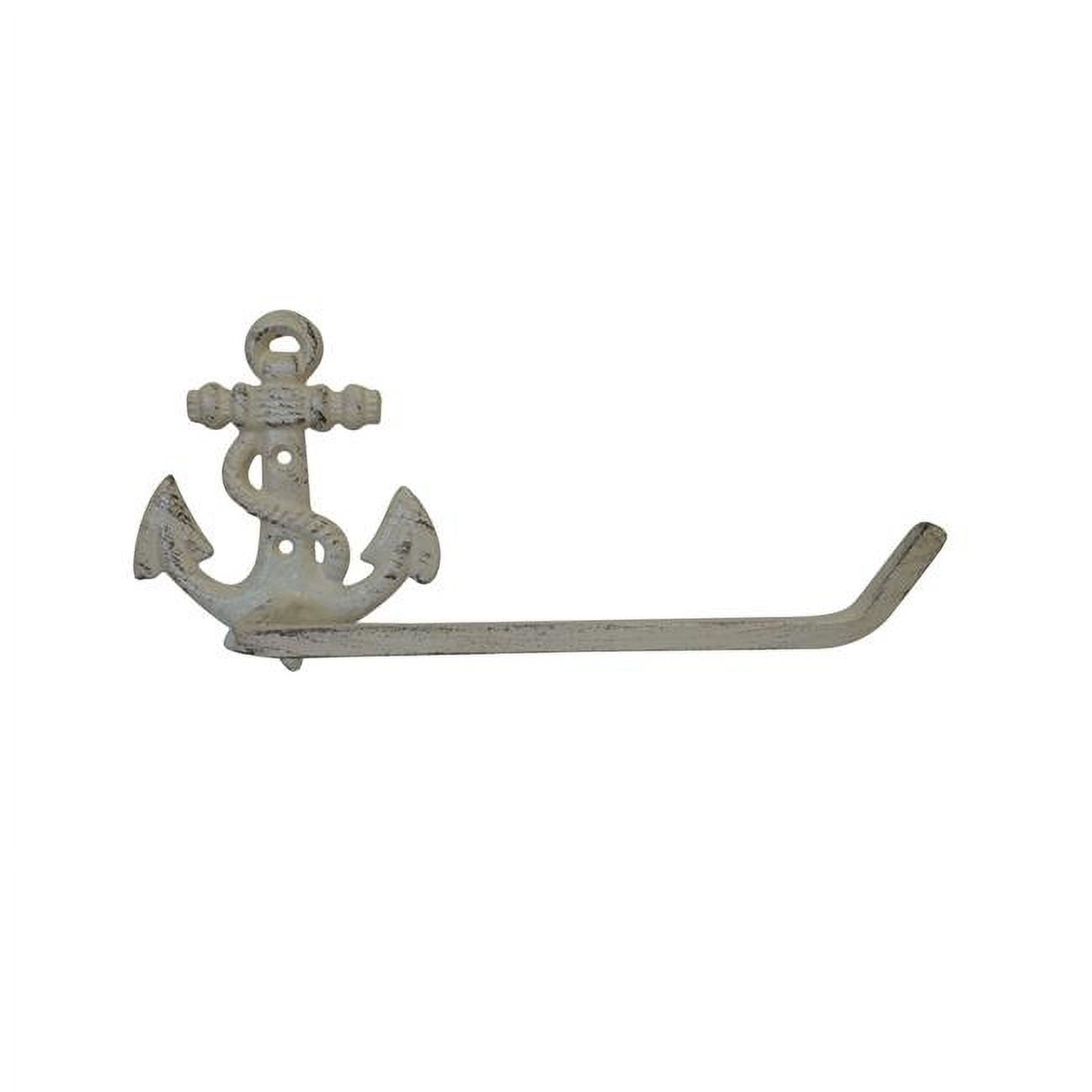 Handcrafted Model Ships K9210AG 5 x 3 x 10 in. Aged White Cast Iron Anchor Toilet Paper Holder