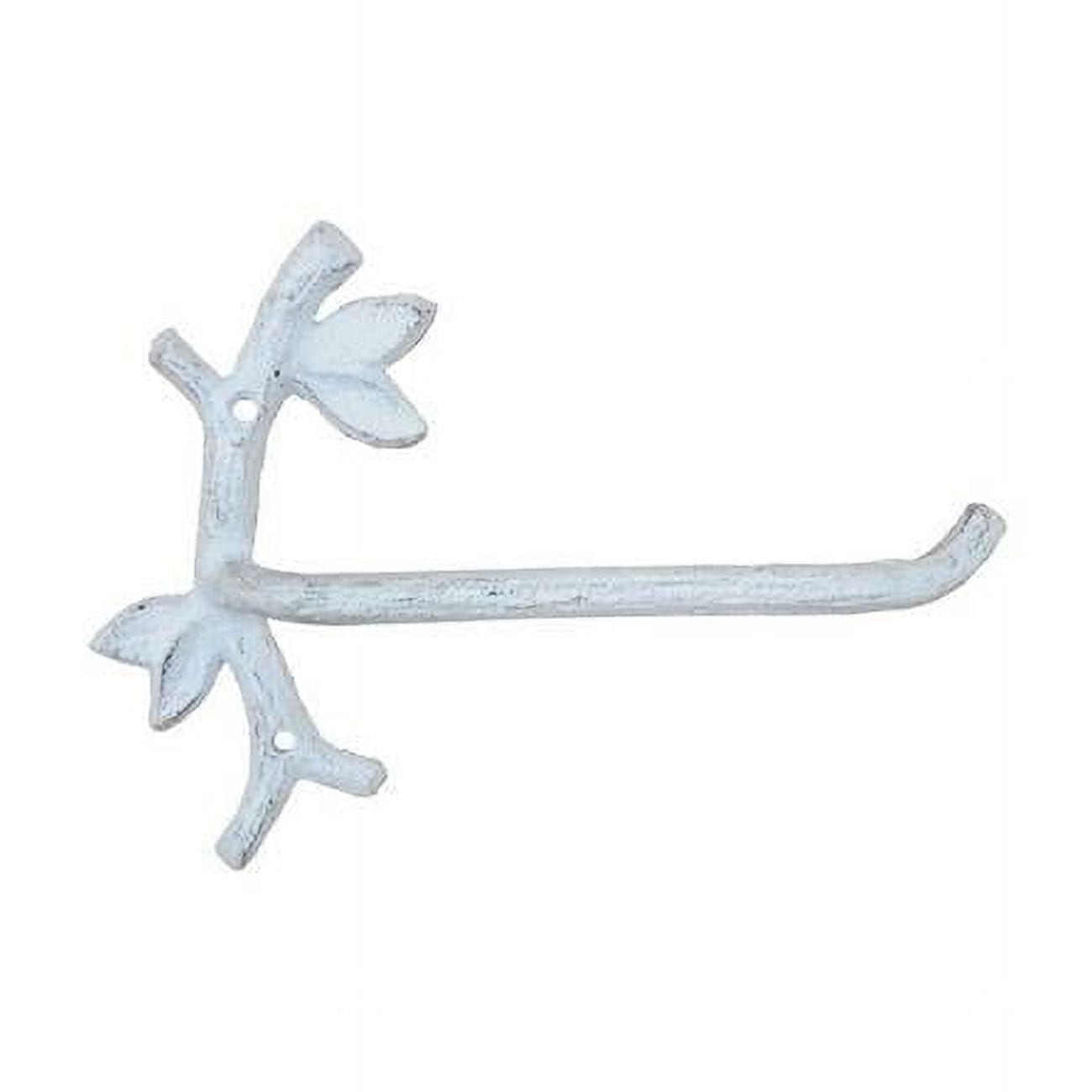 Handcrafted Model Ships K-9229-W 9 in. Whitewashed Cast Iron Leaf Branch Toilet Paper Holder