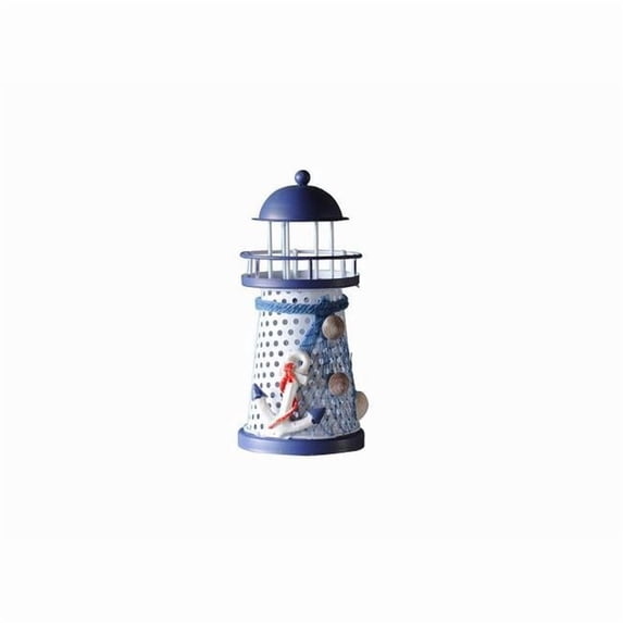Handcrafted Model Ships MA-13030B 6 in. LED Lighted Decorative Metal Lighthouse with Anchor