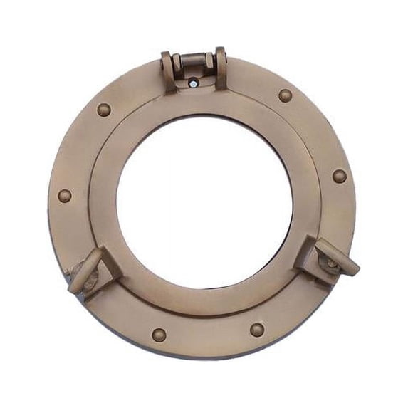 Handcrafted Model Ships MC-1962-10-AN-W 8 in. Antique Brass Deluxe Class Porthole Window