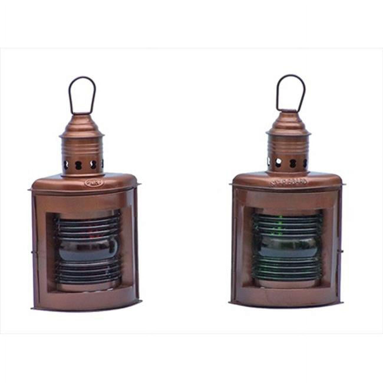 Handcrafted Model Ships NL-1119-10 AC Antique Copper Port and Starboard Oil Lamp 12 in. Decorative Accent