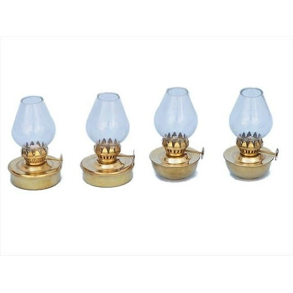 Handcrafted Model Ships NL-1141 Solid Brass Table Oil Lamp 5 in. - Set of 4 Decorative Accent