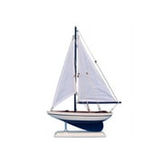 Handcrafted Model Ships PS-Blue-whitesails Pacific Sailor Blue 17 in. - White Sails Decorative Sail Boat