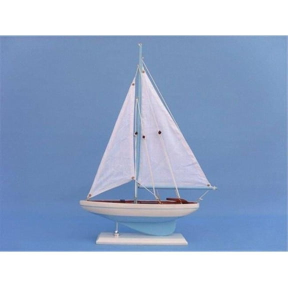 Handcrafted Model Ships PS-Light Blue17 Pacific Sailor Light Blue 17 in. Tall Sail Boat Decorative Accent