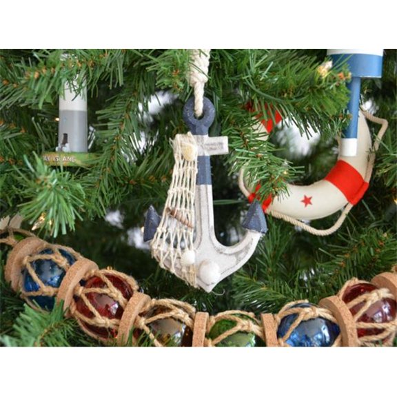 Handcrafted Model Ships Anchor-Blue-XMASS Rustic Blue Decorative Anchor Christmas Tree Ornament