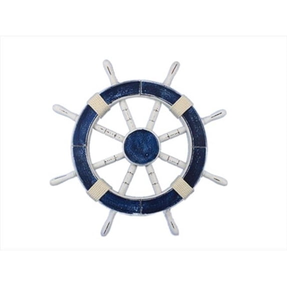 Handcrafted Model Ships Rustic-Dark-Blue-SW-18 Rustic Dark Blue Ship Wheel 18 in. Decorative Accent