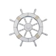 thumbnail image 1 of Handcrafted Model Ships Rustic White Ship Wheel with Seashell 18" - Decorative Ship Wheel, 1 of 1