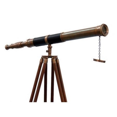 Handcrafted Model Ships ST-0152-AN 60 in. Admiral Floor Standing Antique Brass Telescope