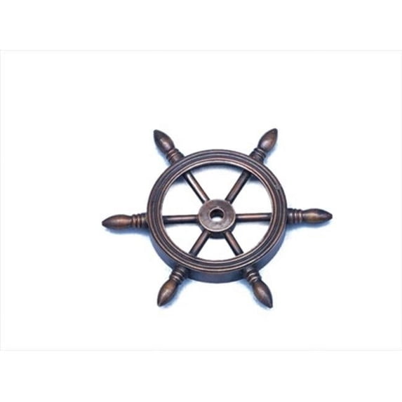 Handcrafted Model Ships SW-1756 Antique Copper Ship Wheel Paperweight 4 in. Decorative Accent