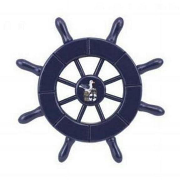 Handcrafted Model Ships SW-6-104-Seagull-NH 6 in. Dark Blue Decorative Ship Wheel With Seagull