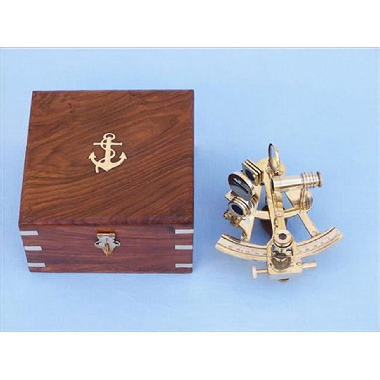 Handcrafted Brass Sextant with Hardwood Storage Box